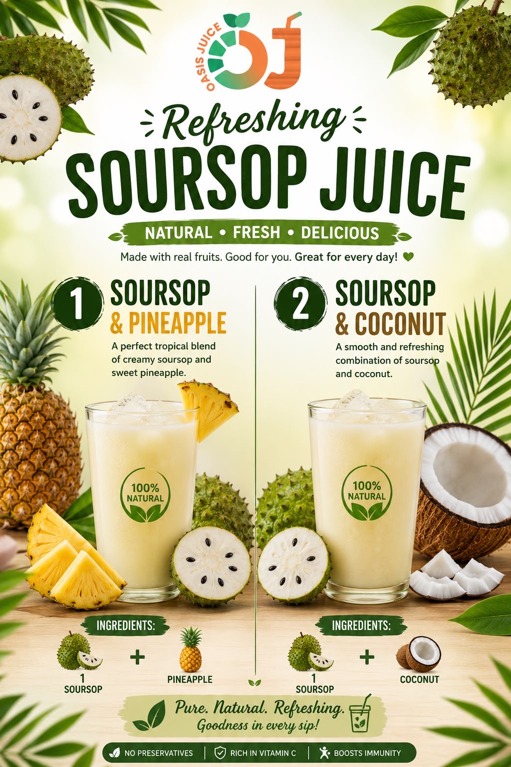 Soursop juice — pineapple & coconut blends